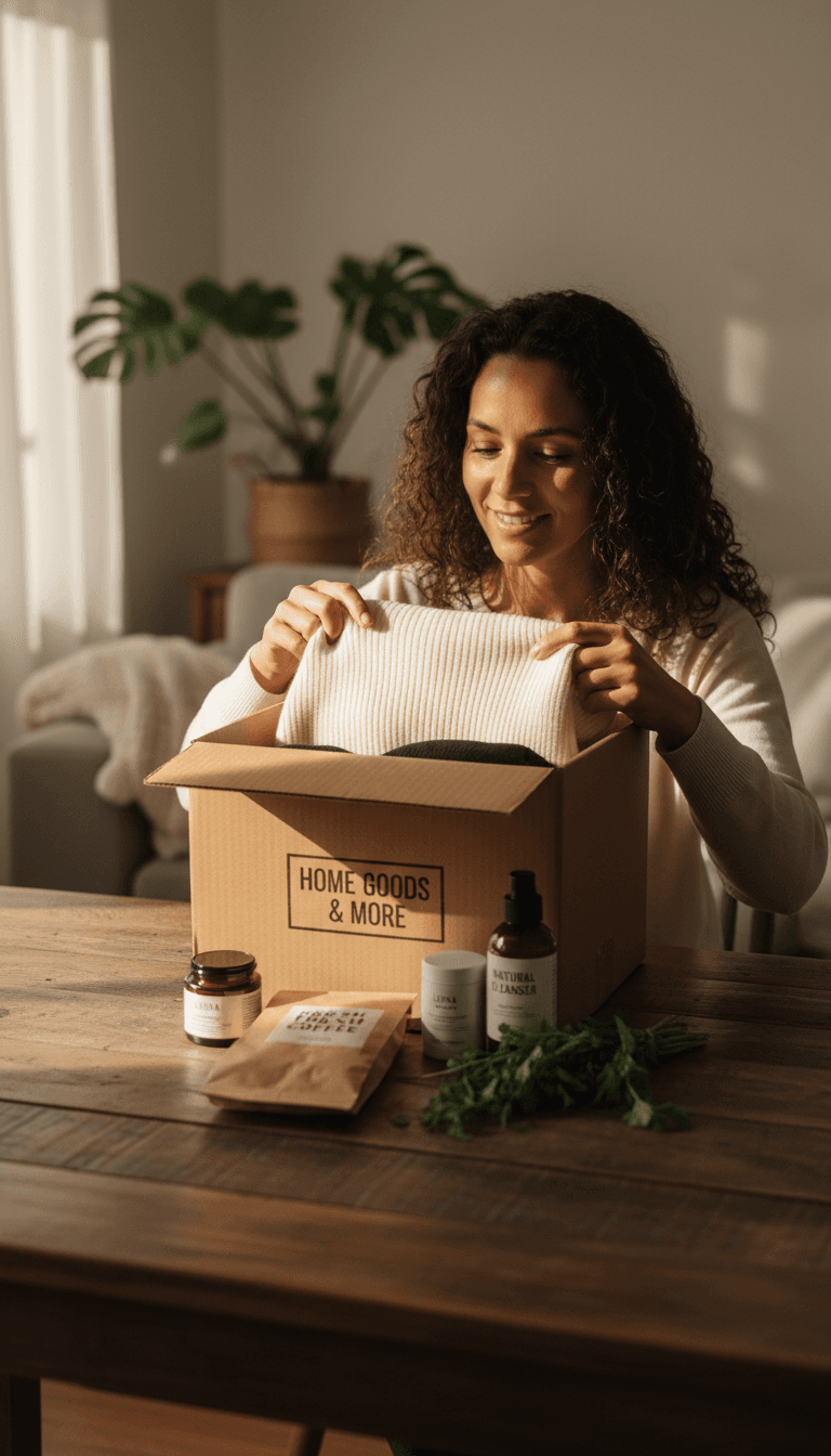 Woman opening a shipping box to reveal a custom framed print